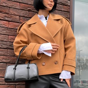 Пальто демисезонное шерстяное оверсайз короткое