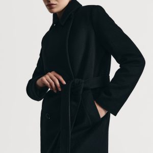 Пальто длинное утепленное из ворсовой ткани